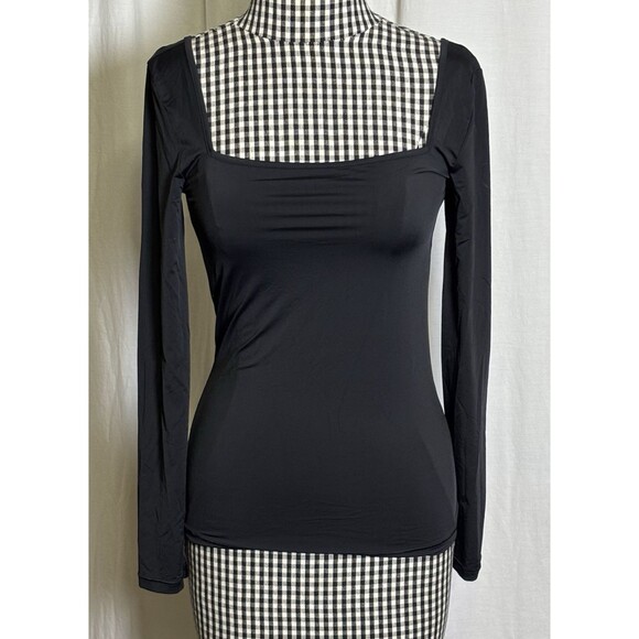 Aritzia Tops - Aritzia Babaton Square Neck Long Sleeve Black Top Size Small Contour - NEW!